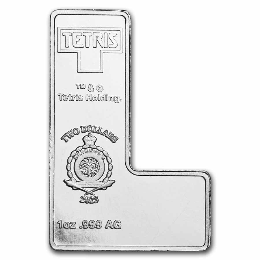 2023 テトリス銀貨　1オンス　J型 2023 Tetris™ Niue 1 oz Silver $2 J-Tetrimino Block (Blue) | eBay